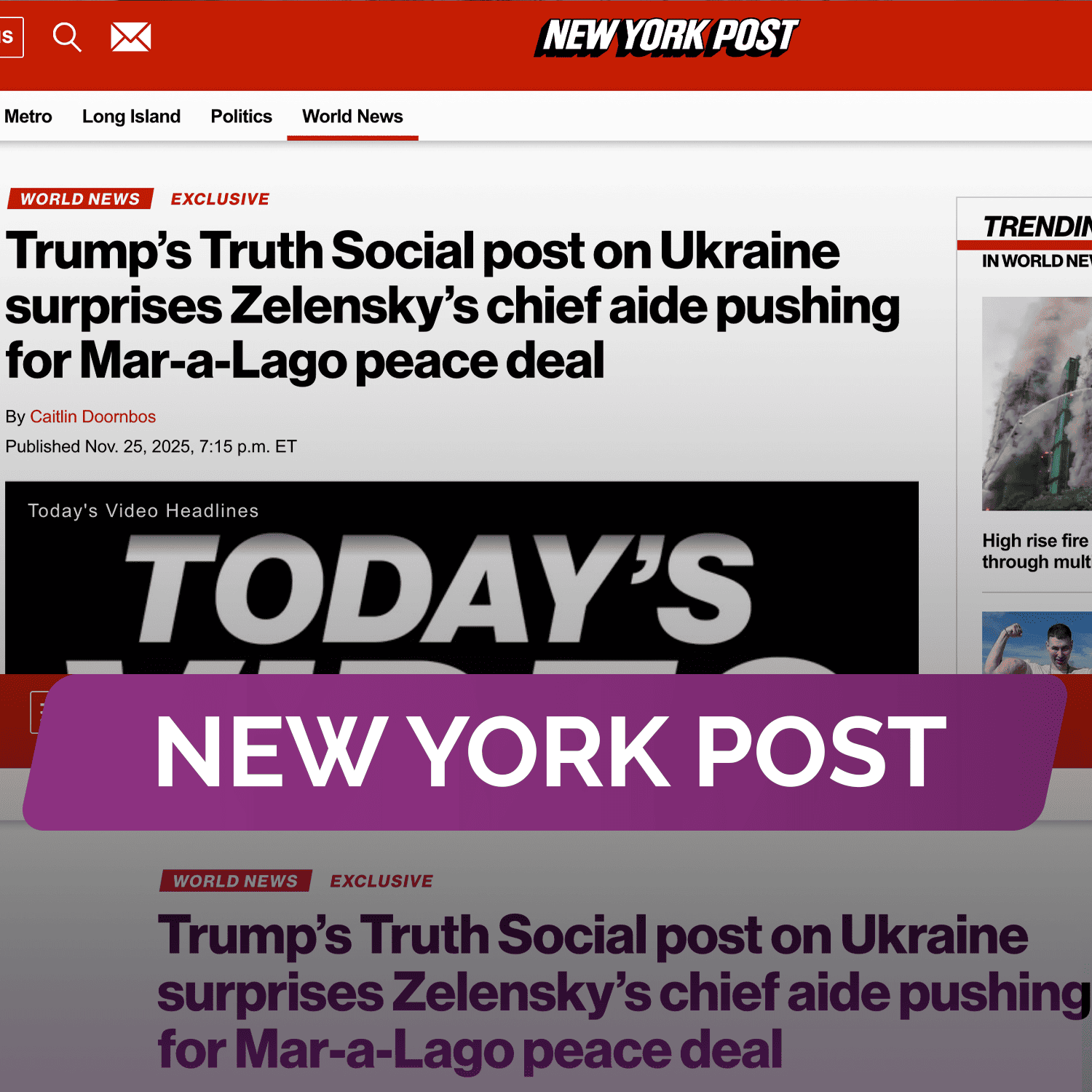 NYP: Пост Трампа в Truth Social об Украине удивляет главного помощника Зеленского