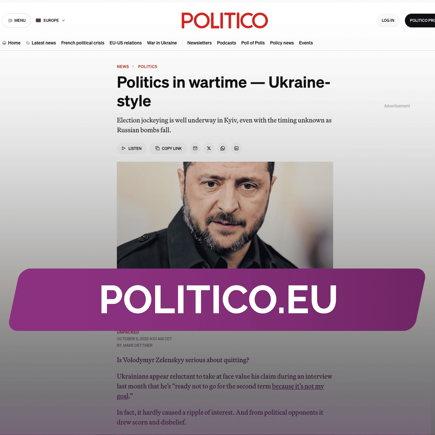 POLITICO: політика у воєнний час по-українськи