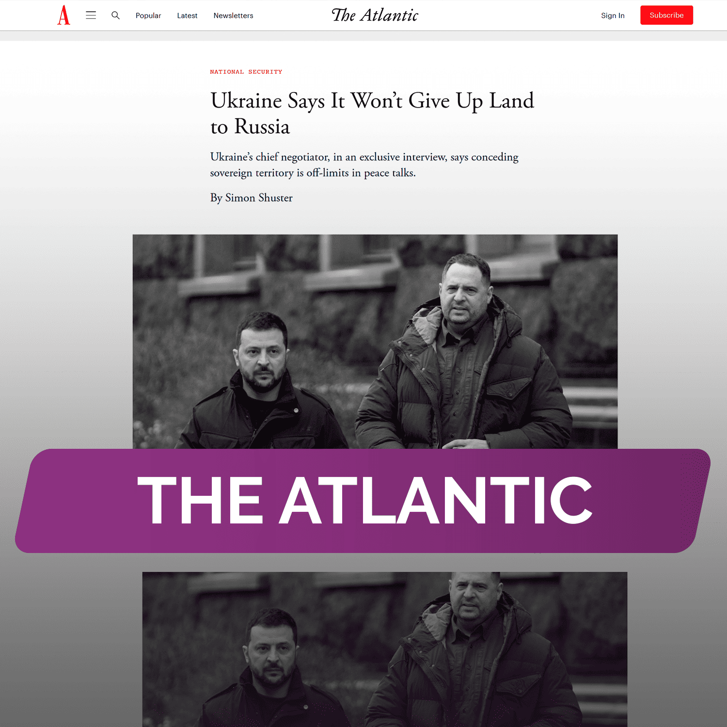 The Atlantic: Украина заявляет, что не уступит территорию России