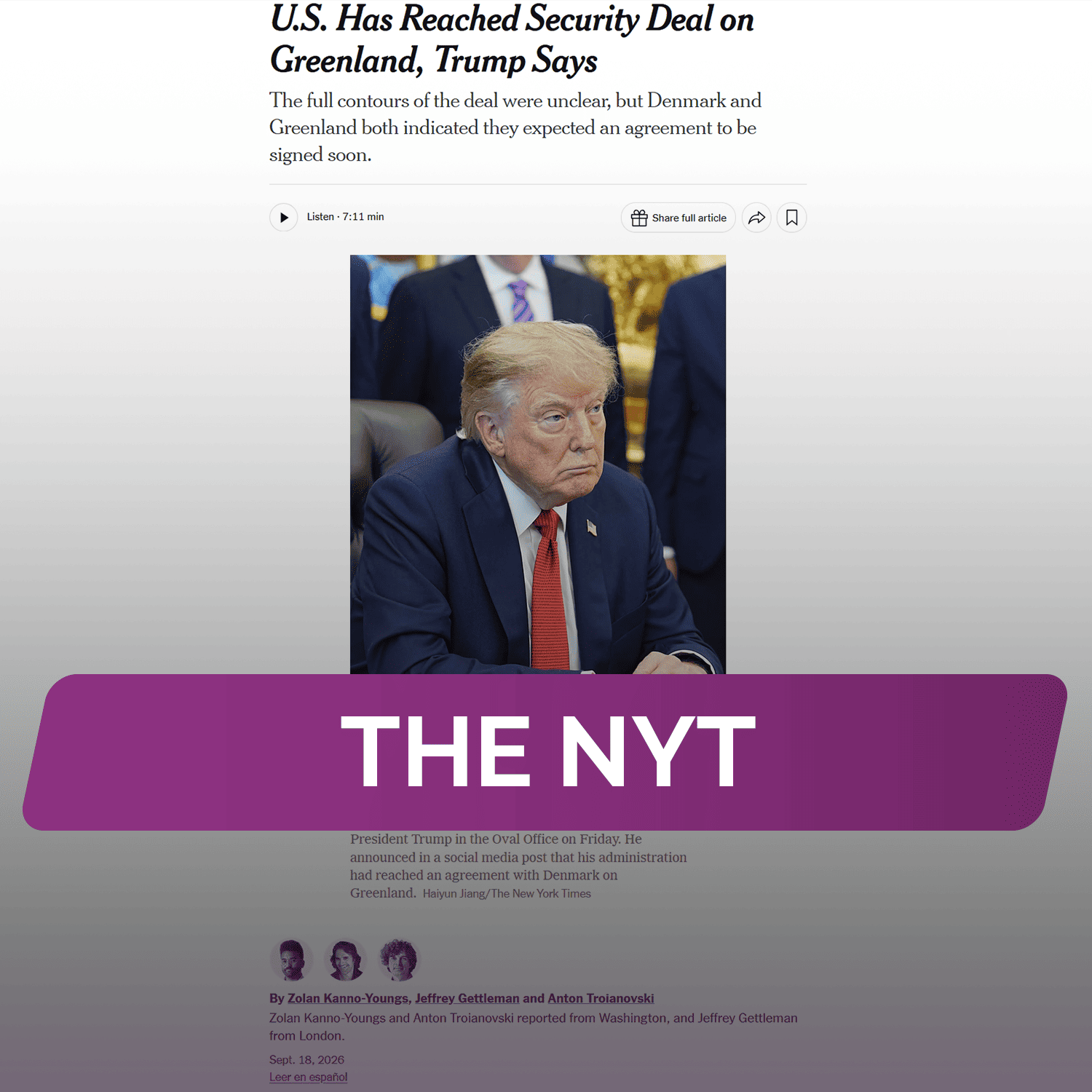 The NYT: «США достигли соглашения по вопросам безопасности в отношении Гренландии»