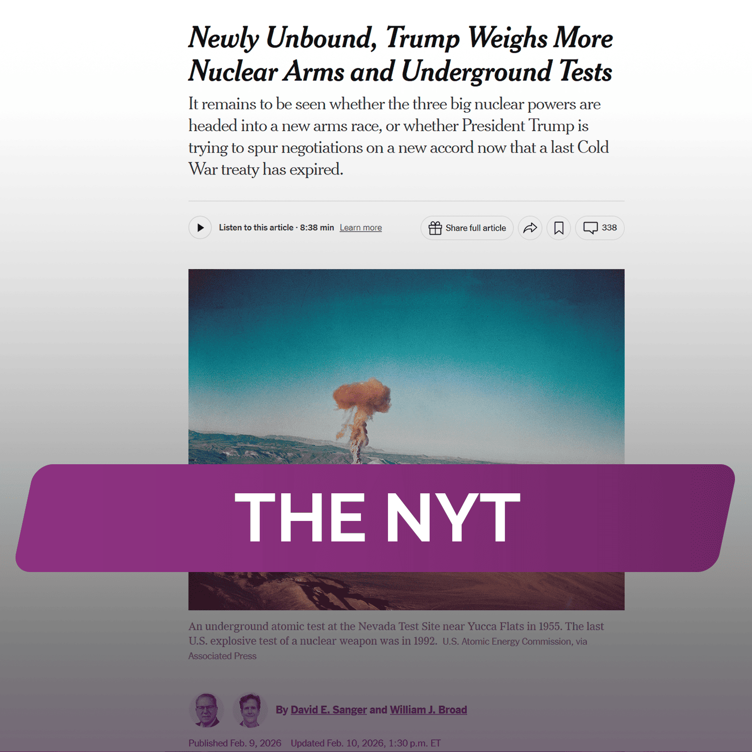 The NYT: Трамп рассматривает возможность увеличения ядерного арсенала