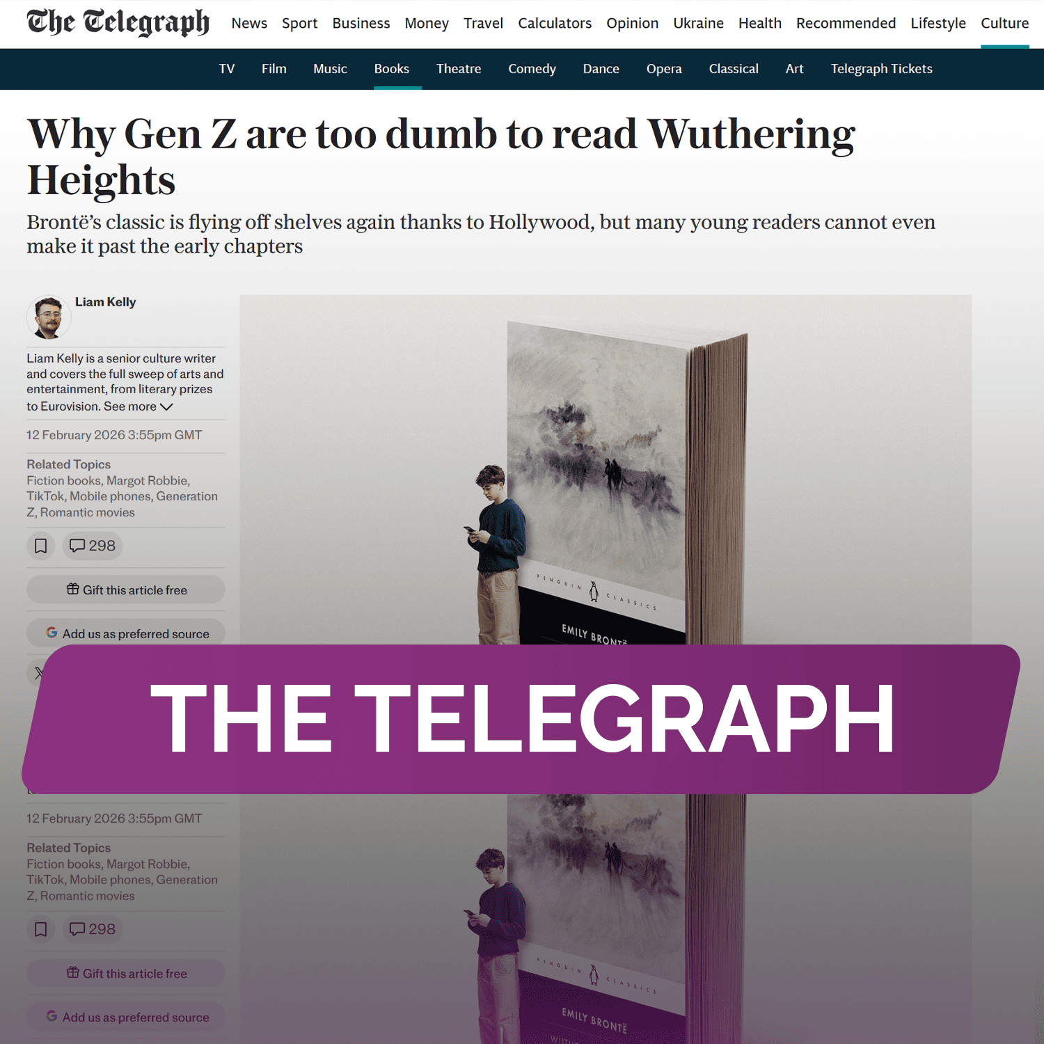 The Telegraph: Почему поколение Z слишком глупо, чтобы читать «Грозовой перевал»