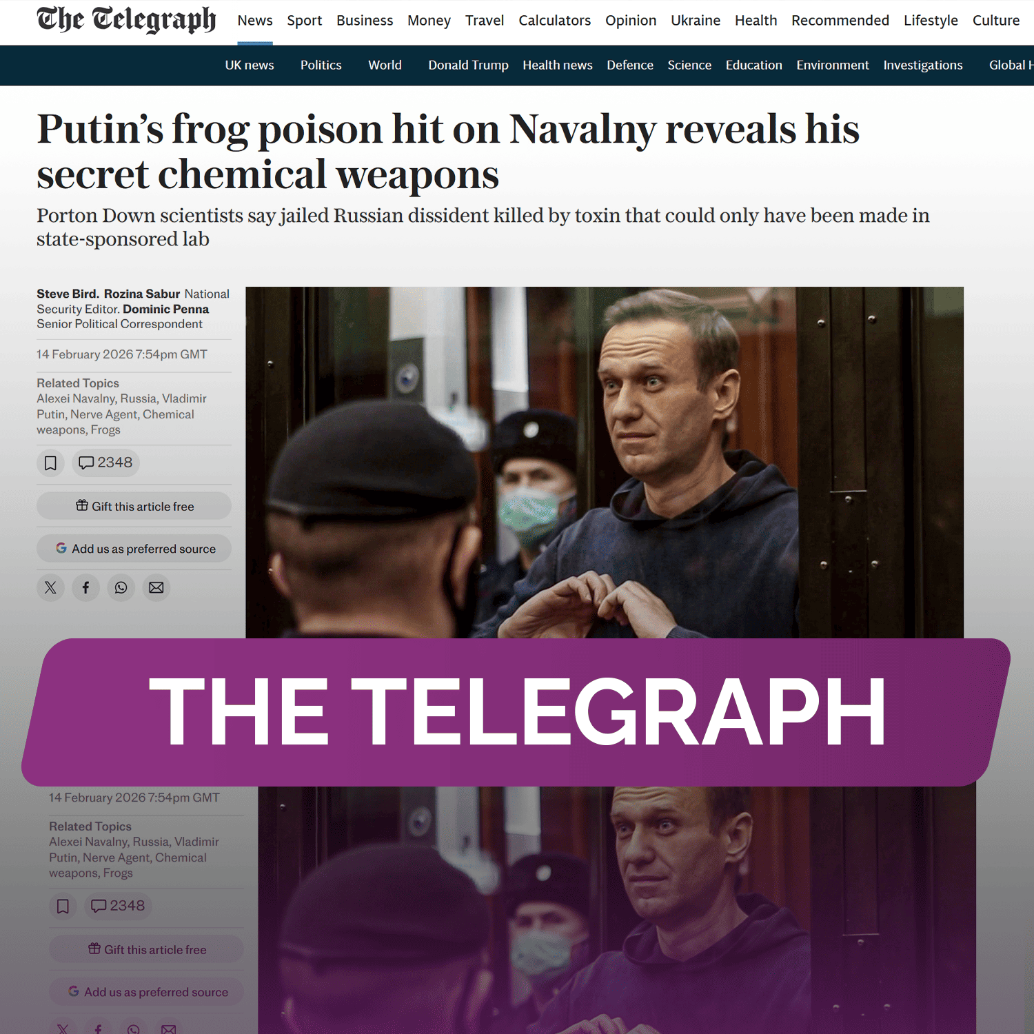 The Telegraph: Яд Путина раскрывает его секретное химическое оружие