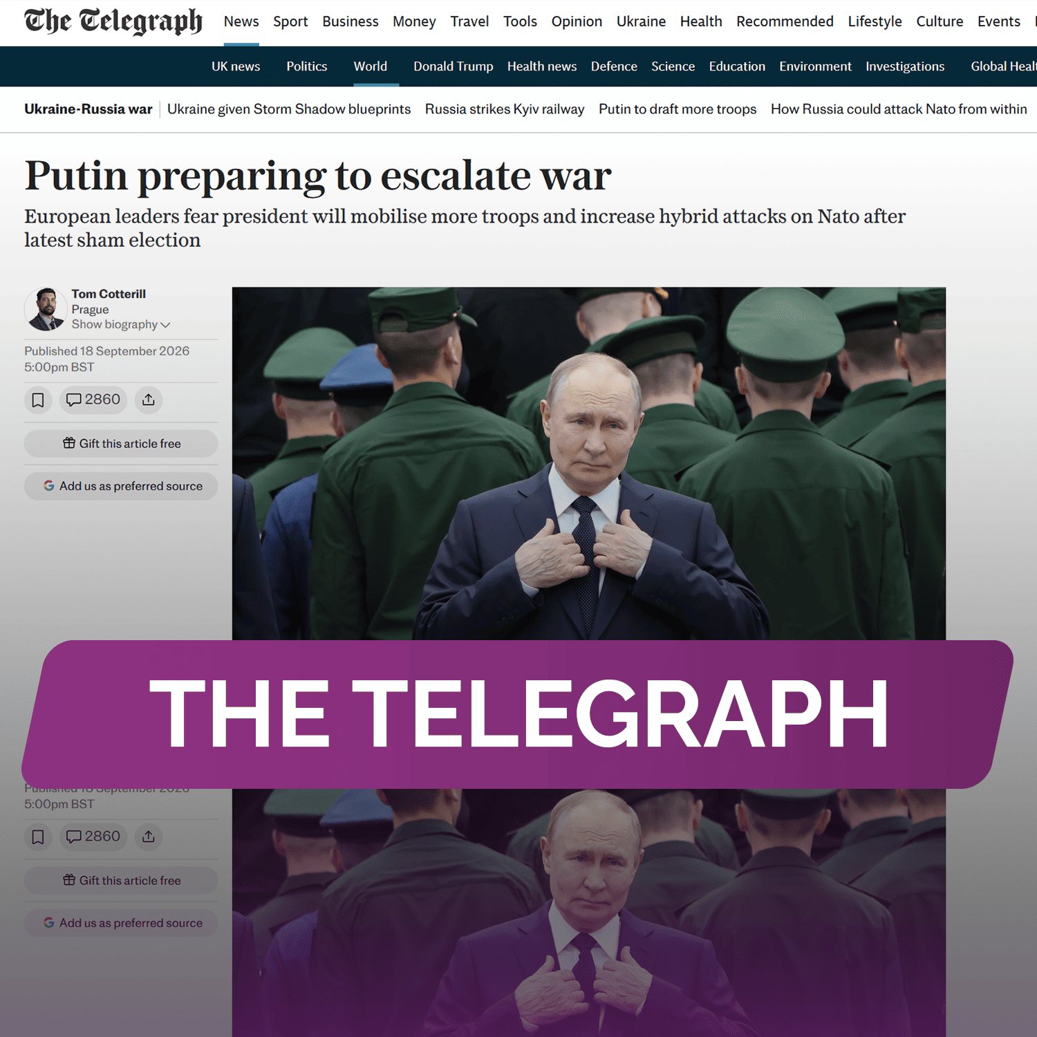 The Telegraph: Путин готовится к эскалации войны