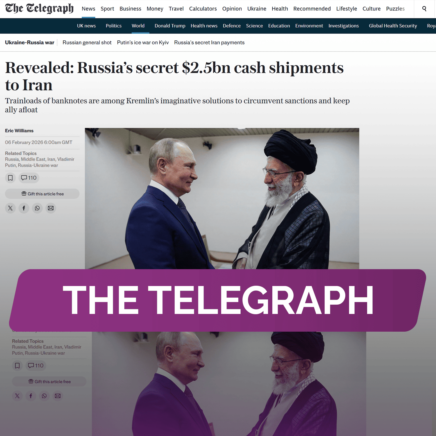 The Telegraph: Раскрыто: тайные поставки денег из России в Иран на сумму 2,5 млрд