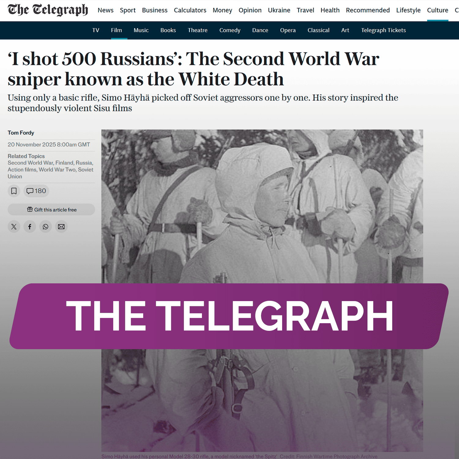 The Telegraph: «Я застрелил 500 русских»: снайпер Второй мировой войны