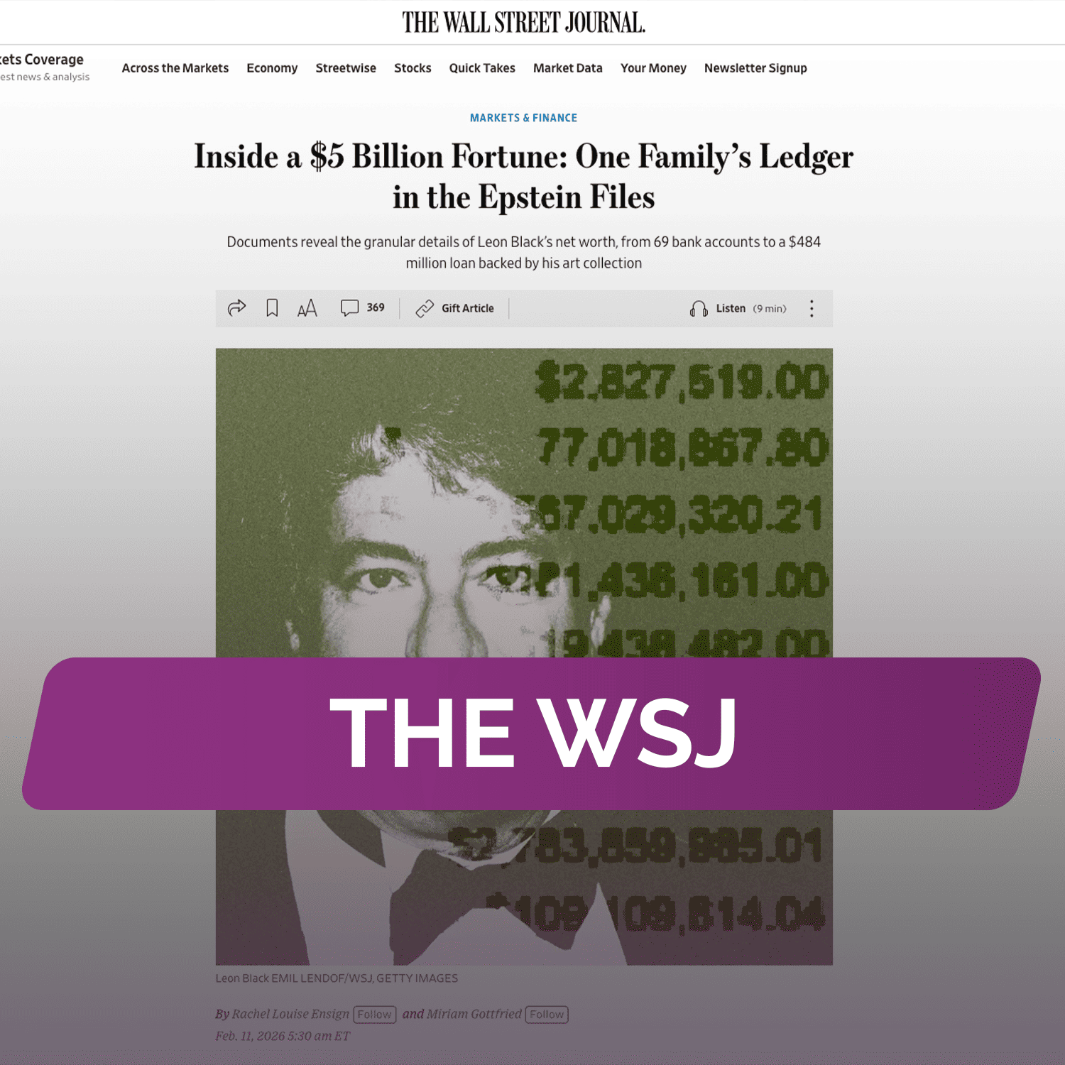 The WSJ: Бухгалтерская книга одной семьи в делах Эпштейна