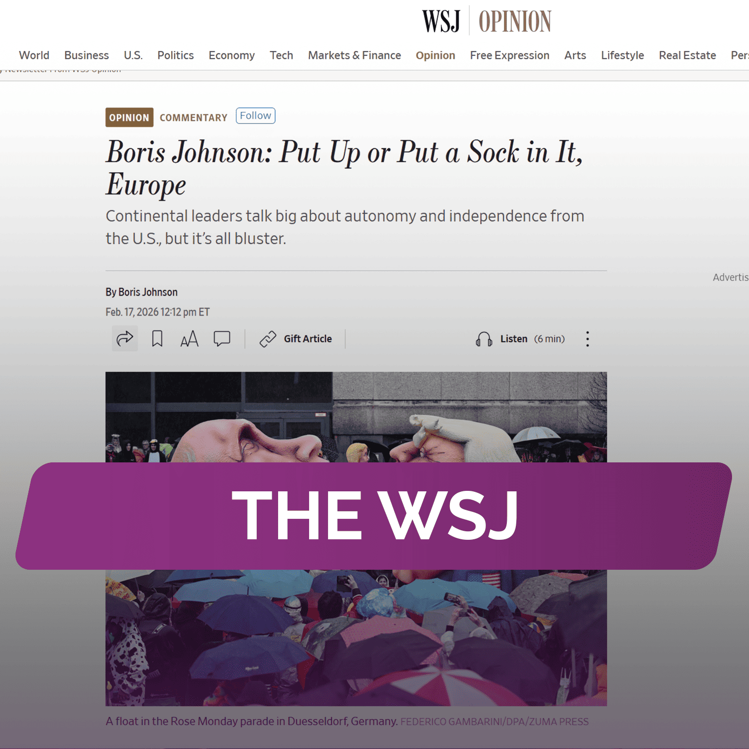 The WSJ: Борис Джонсон: Смирись или заткнись, Европа