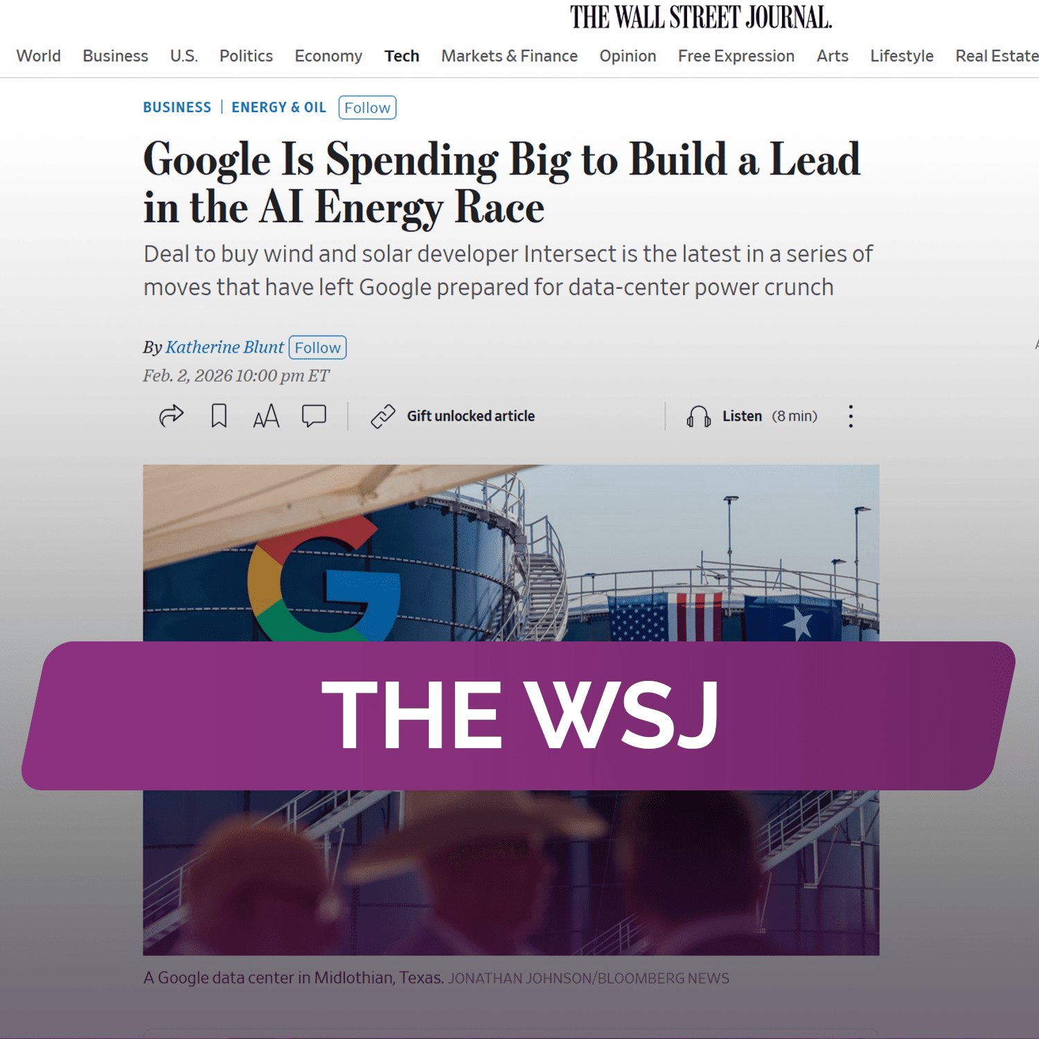 The WSJ: Google стремится выйти в лидеры в гонке за разработкой ИИ в энергетике