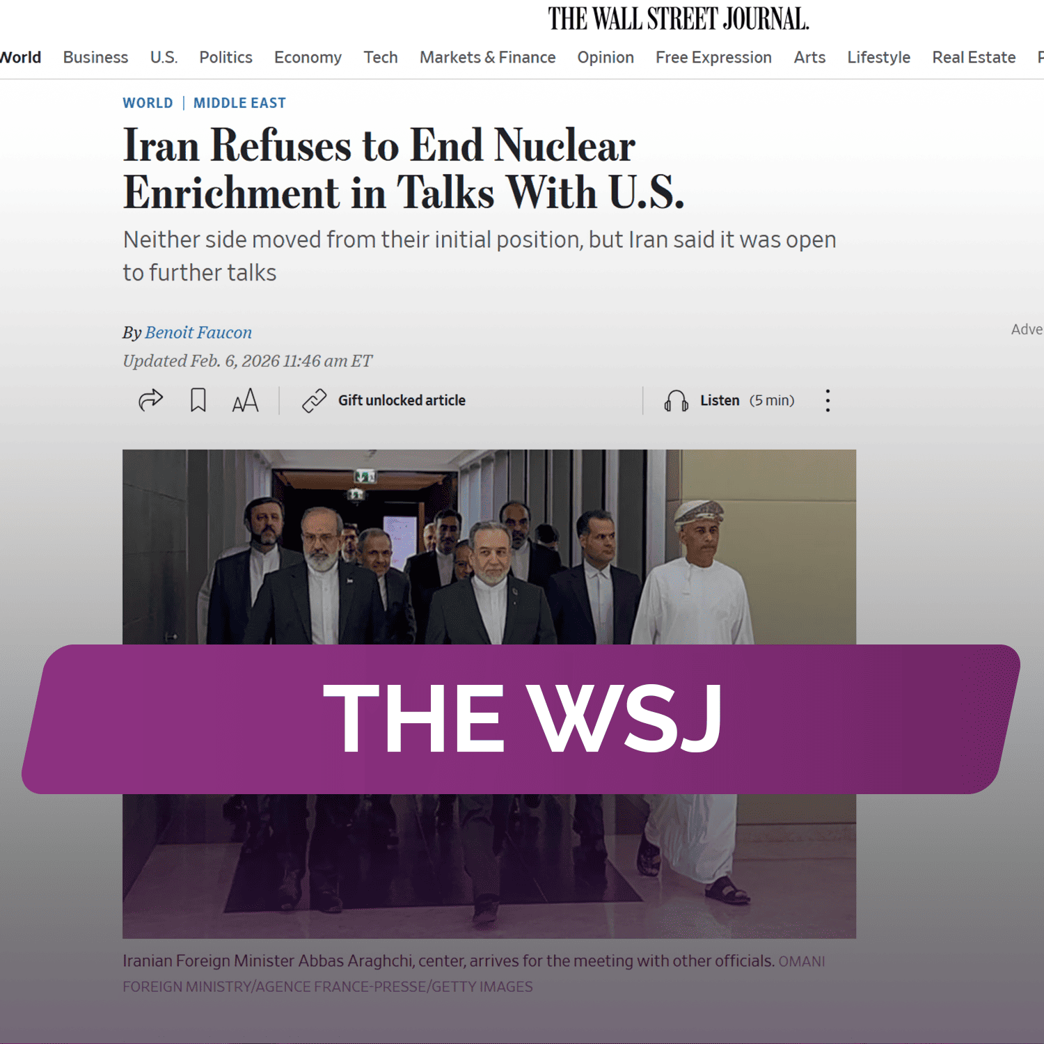 The WSJ: Иран отказывается прекратить обогащение урана в ходе переговоров с США