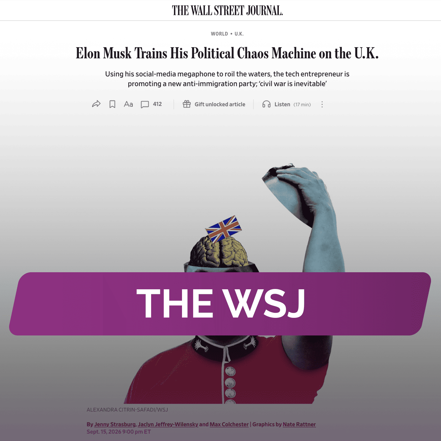 The WSJ: Илон Маск нацеливает свою «машину политического хаоса» на Великобританию