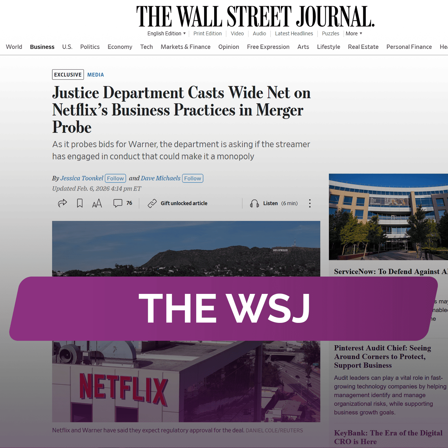 The WSJ: Минюст США проводит широкое расследование деловой практики Netflix