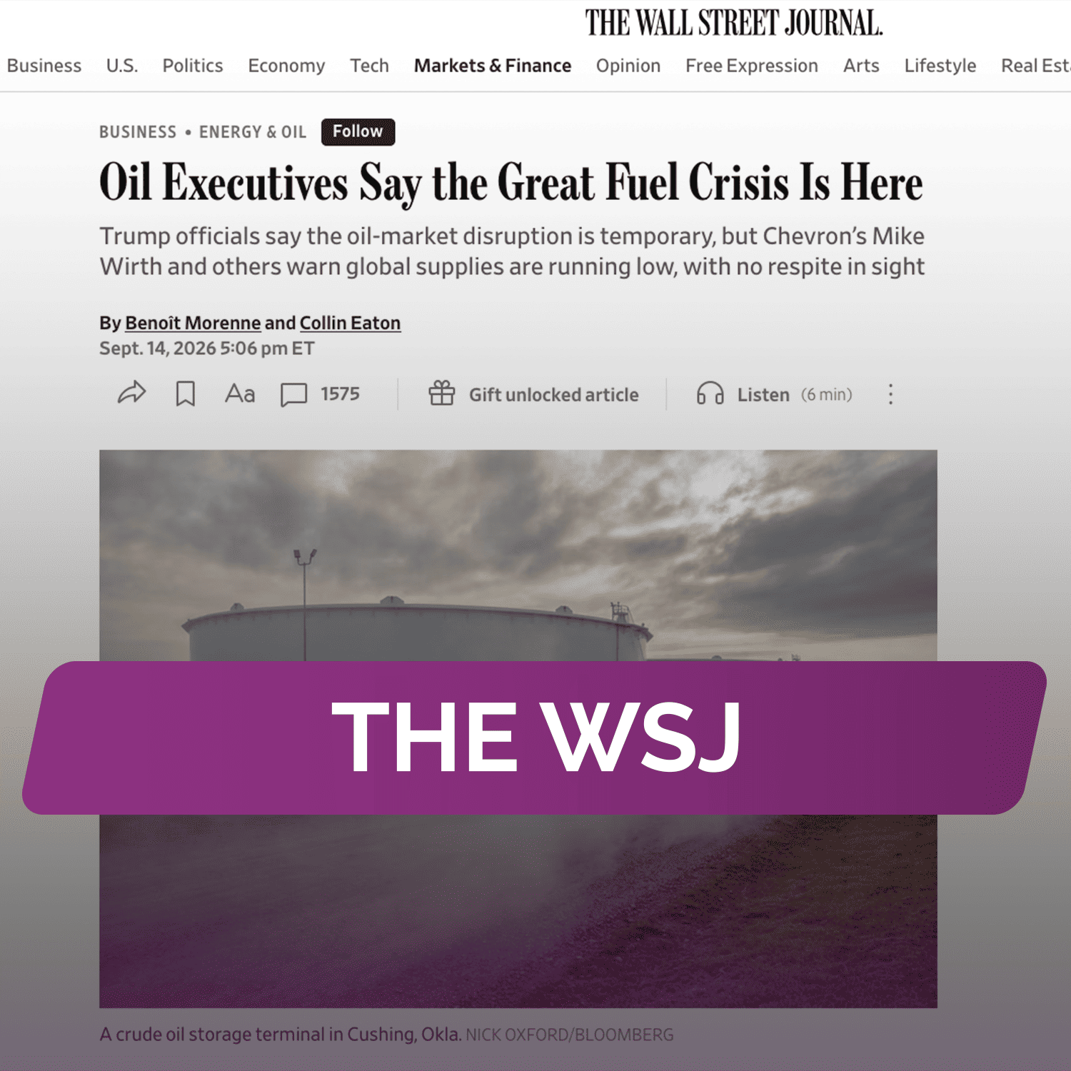 The WSJ: Наступил масштабный топливный кризис
