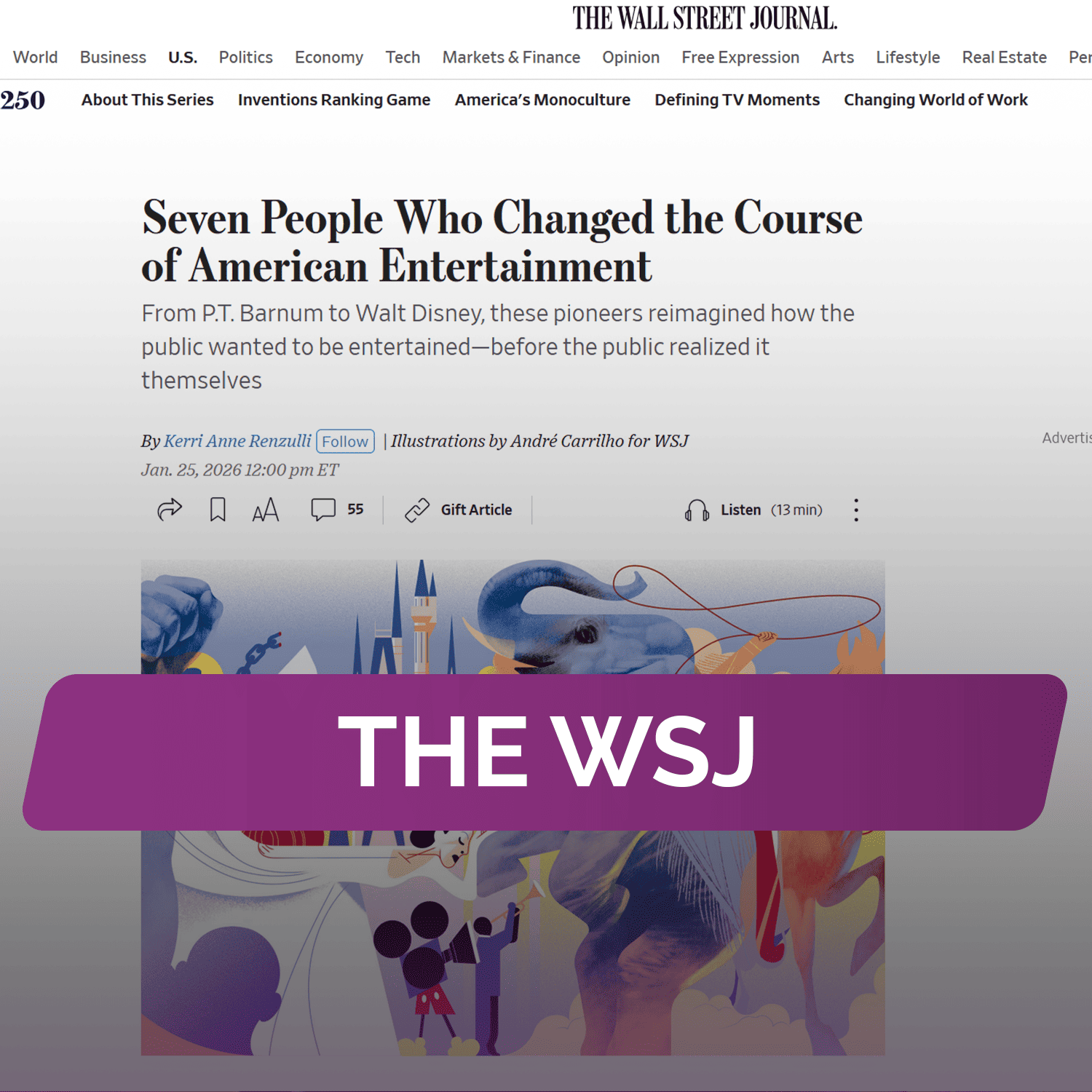 The WSJ: Семь человек, которые изменили ход развития американской индустрии развлечений