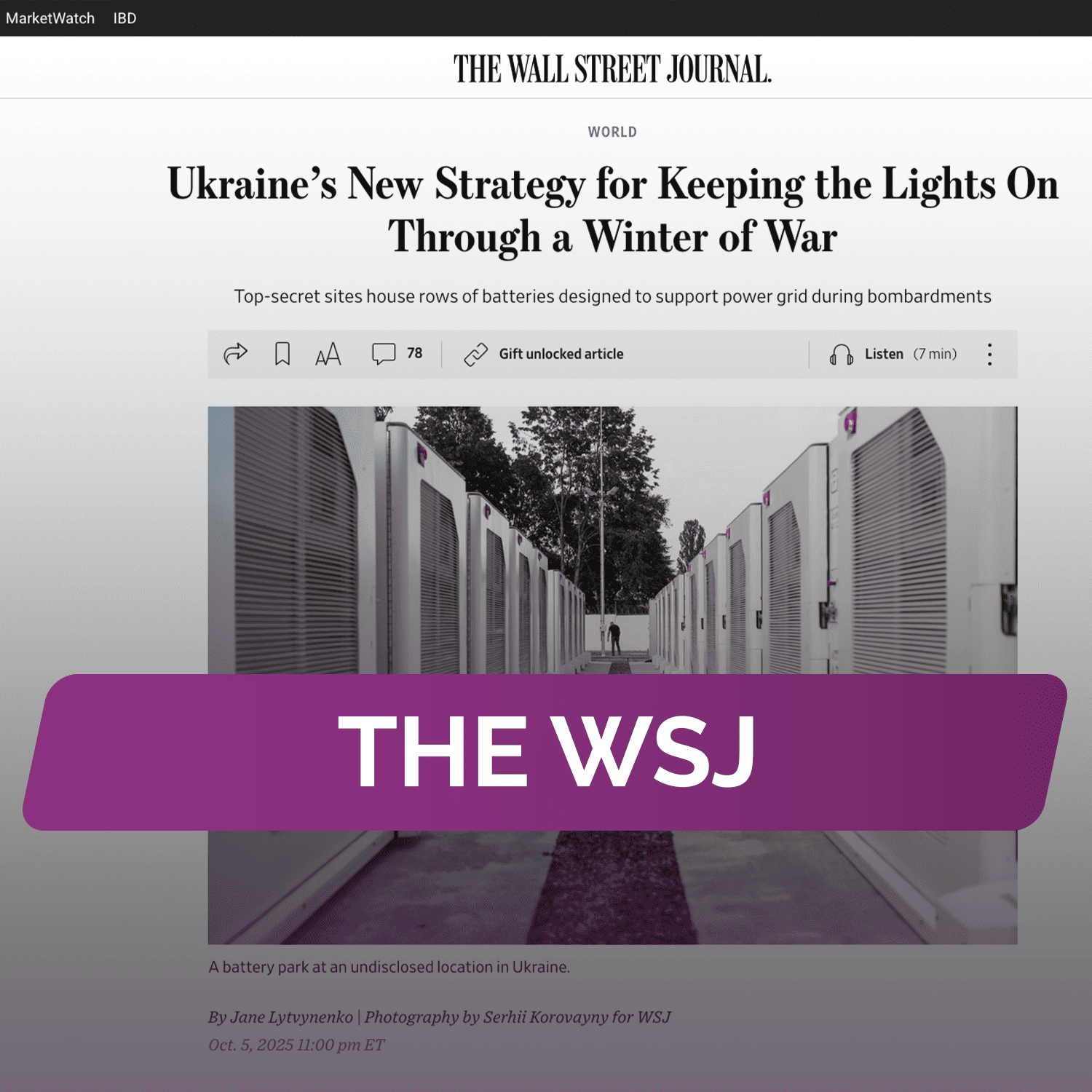 The WSJ: нова стратегія України щодо збереження світла під час війни
